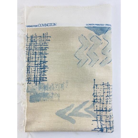 Covington TPSA Fabric Blue Tan Graphic Medium Heavy Graphic Abstract Screen Prin - Picture 2 of 6